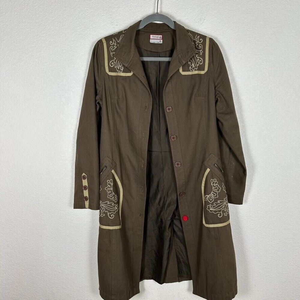 Max and Co. Woman's Sz 4 embroidered w/ribbon cotton canvas military Steam Punk
